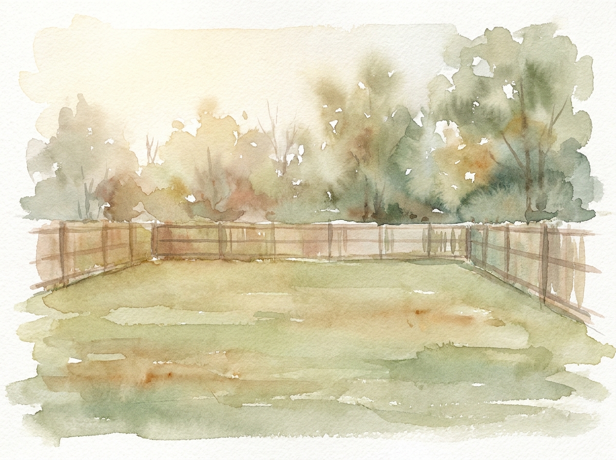 Before: the yard today, painted in watercolor