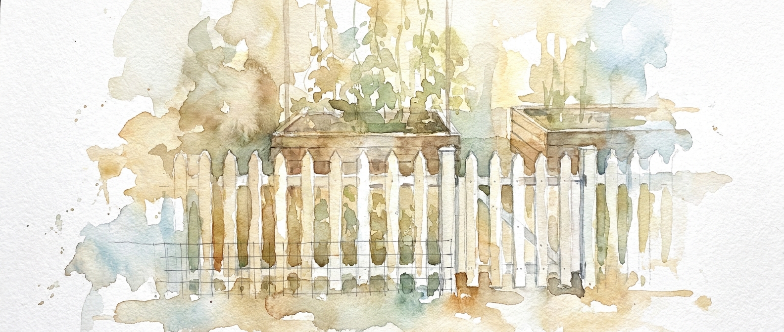 The fence is part of the garden, not around it: watercolor study