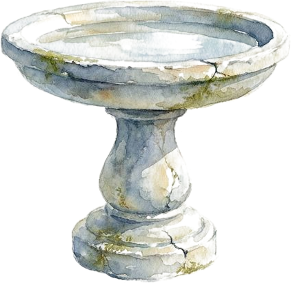 Birdbath, watercolor