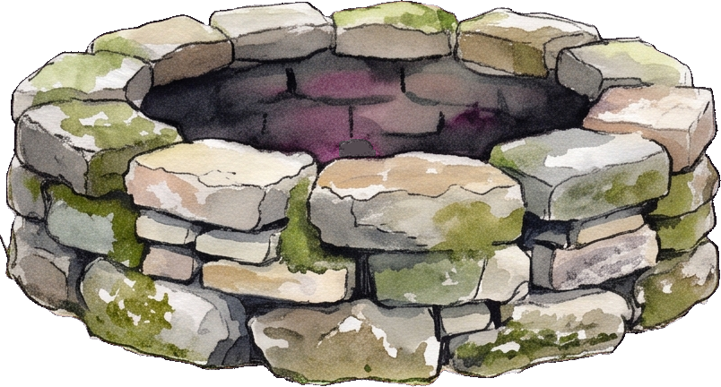 Fire Pit, watercolor
