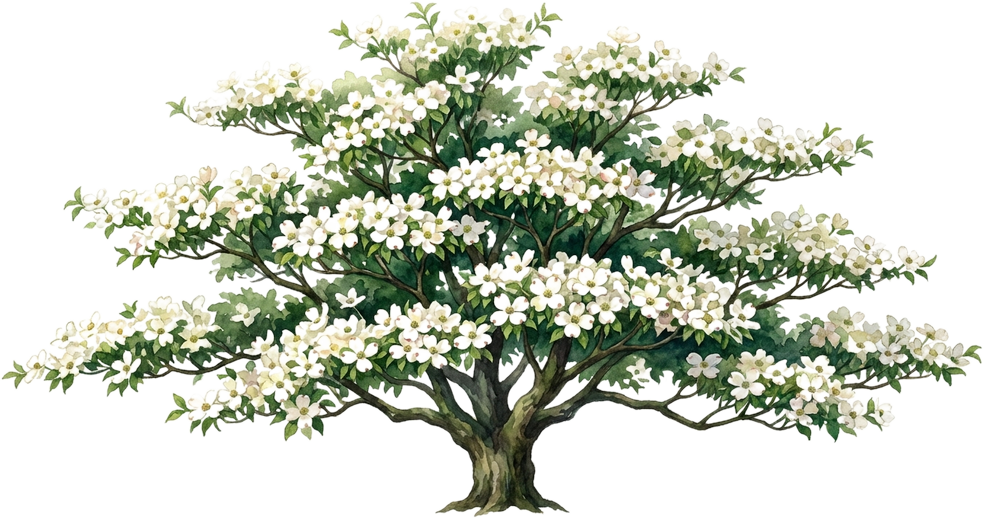Flowering Dogwood, watercolor