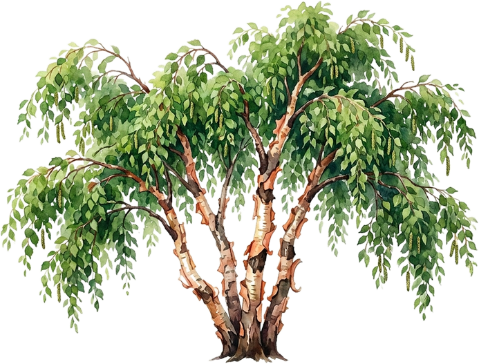 Watercolor of River Birch